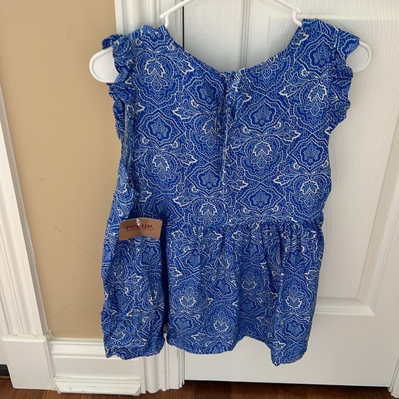 Pinup blue and white sleeveless babydoll blouse. Made in Italy Italian fabric - Picture 2 of 6